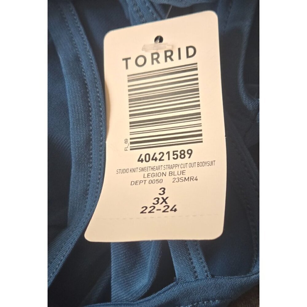 TORRID Studio Knit Sweetheart Strappy Cut Out Bodysuit blue - Picture 7 of 11